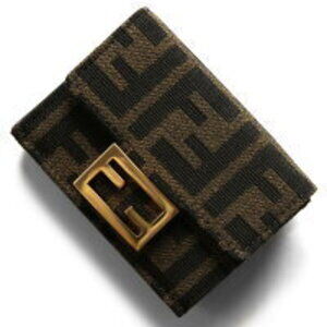 Fendi FF Bucket Trifold Wallet Zucca Tobacco Brown Leather